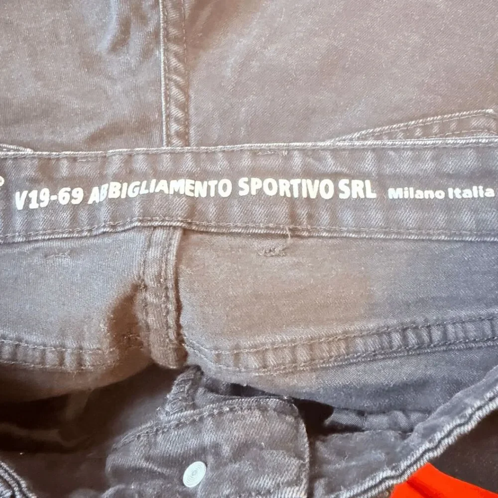 V1969 Italia Men's Abbigliamento Sportivo SRL Moto Skinny Jeans Black Size 32x32